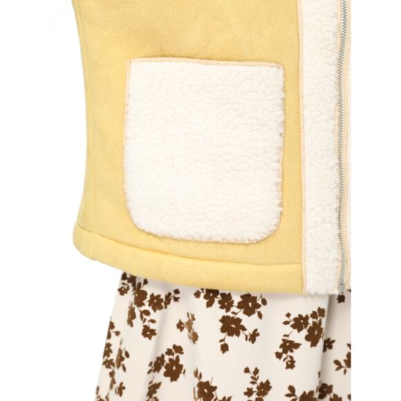 CIDER Faux Sherpa Patchwork Oversized Yellow Jacket - Picture 4 of 12